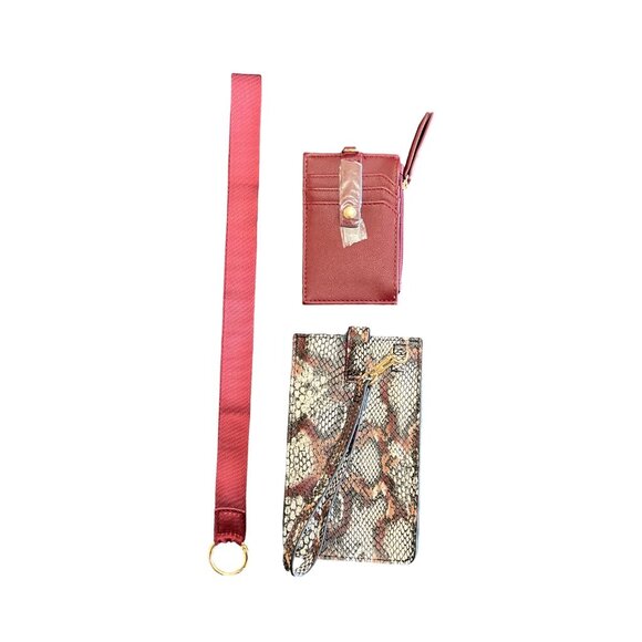 INC International Concepts Burgundy Snakeskin Print Passport Holder Set - Picture 4 of 8